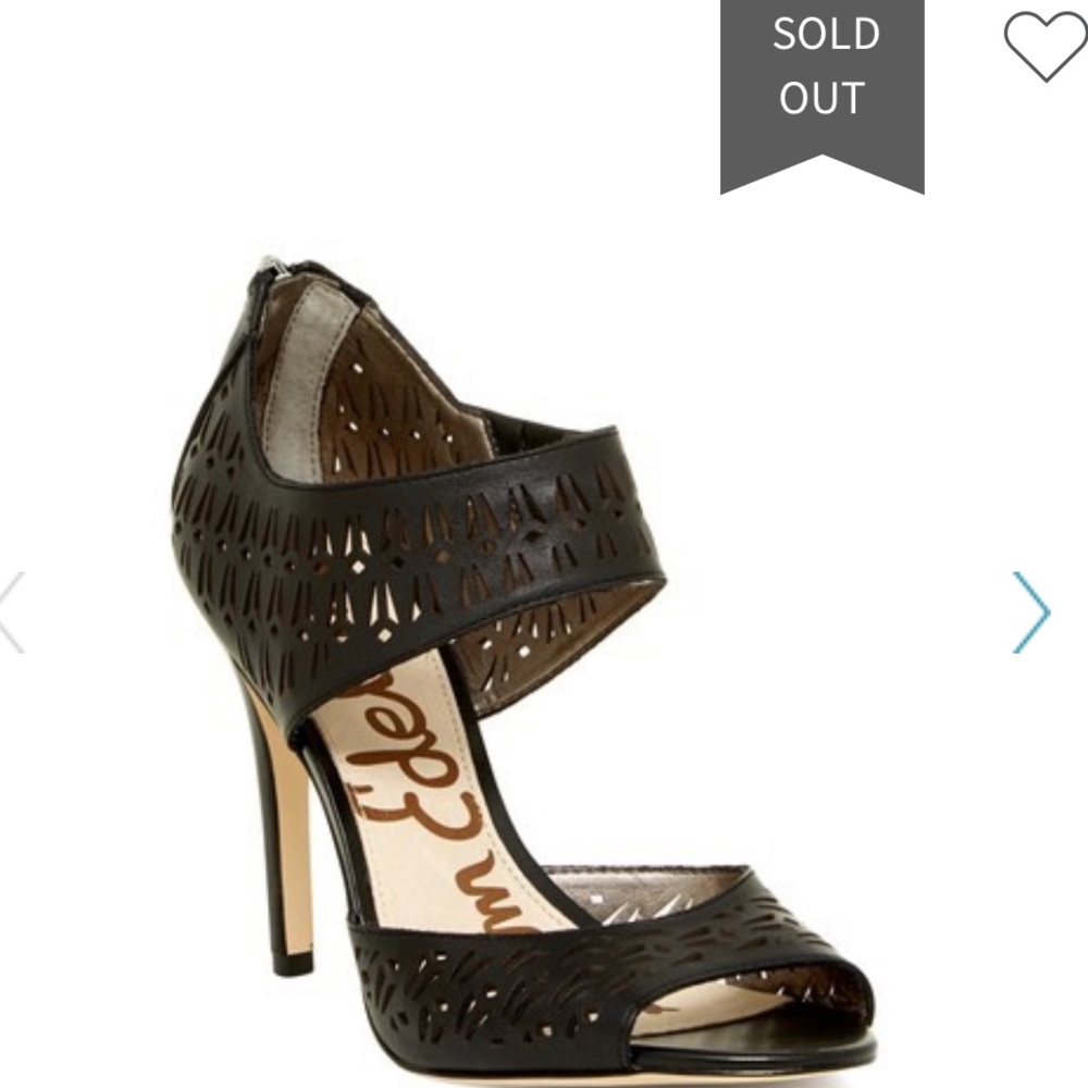 -Sam Edelman Alva Heels Black laser cut sandal 8.5